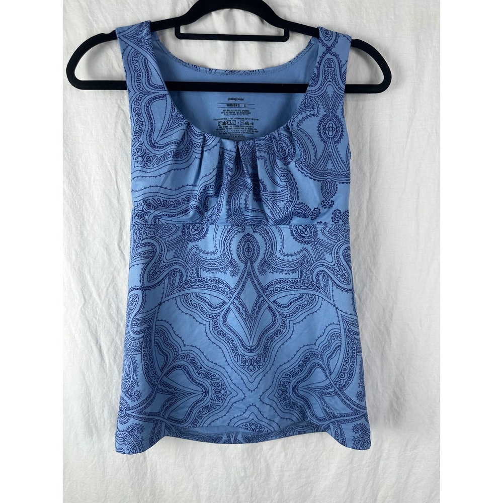 Patagonia Bandha Top Size Small Blue All Over Print‎ Stretch